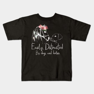 easily distracted by dogs and horses Kids T-Shirt